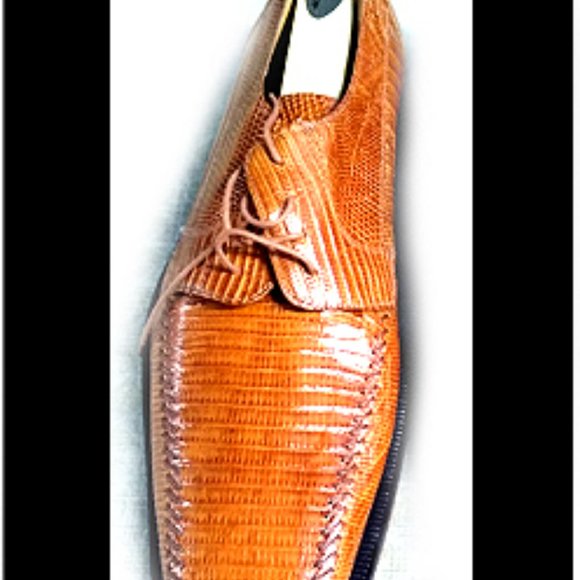 New Rare & Unique Hand-made Real Lizard Leather Shoes & Belt Set